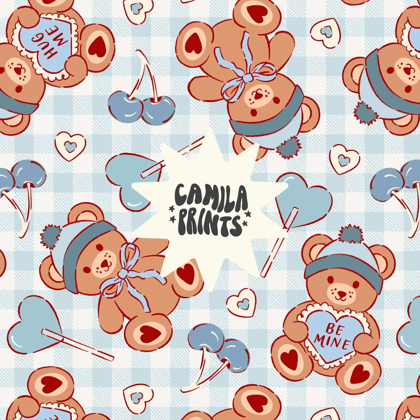 Valentines Teddy Bears Seamless Pattern - Colorways Included