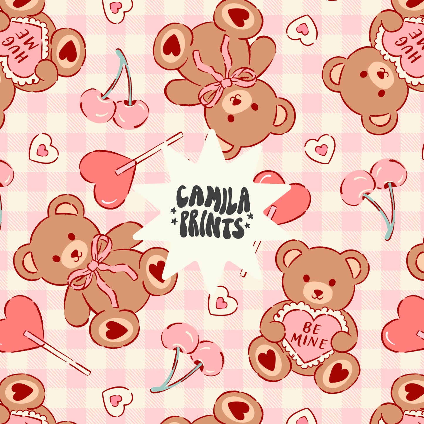 Valentines Teddy Bears Seamless Pattern - Colorways Included