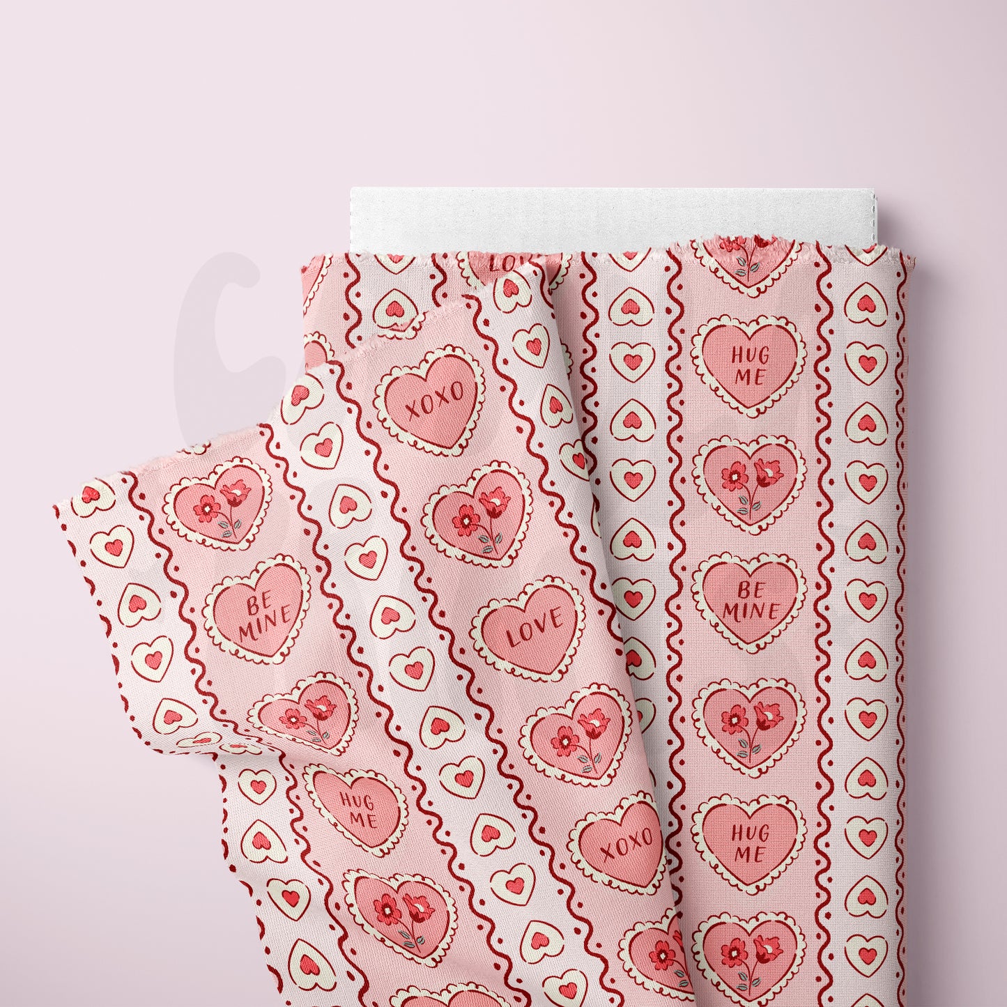 Valentine Hearts Stripes Seamless Pattern