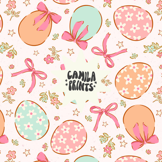 Easter Eggs and Bows Seamless File