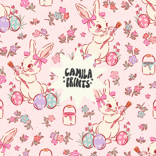 Easter Bunny in Pink Seamless Pattern - Colorways Included