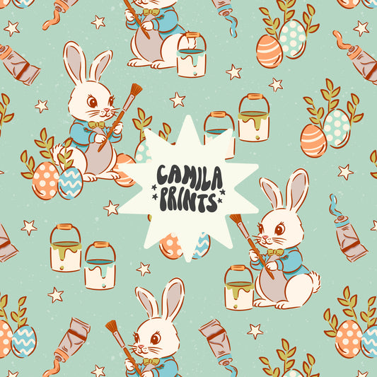 Boy Easter Bunny Seamless Pattern