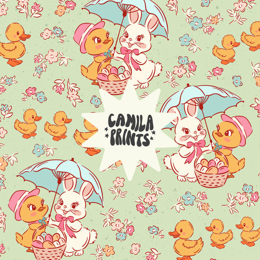 Vintage Bunny and Duck Seamless File