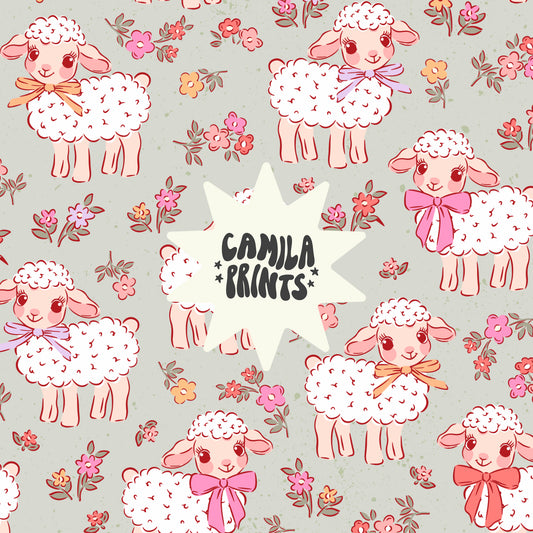 Floral Spring Lambs Seamless File