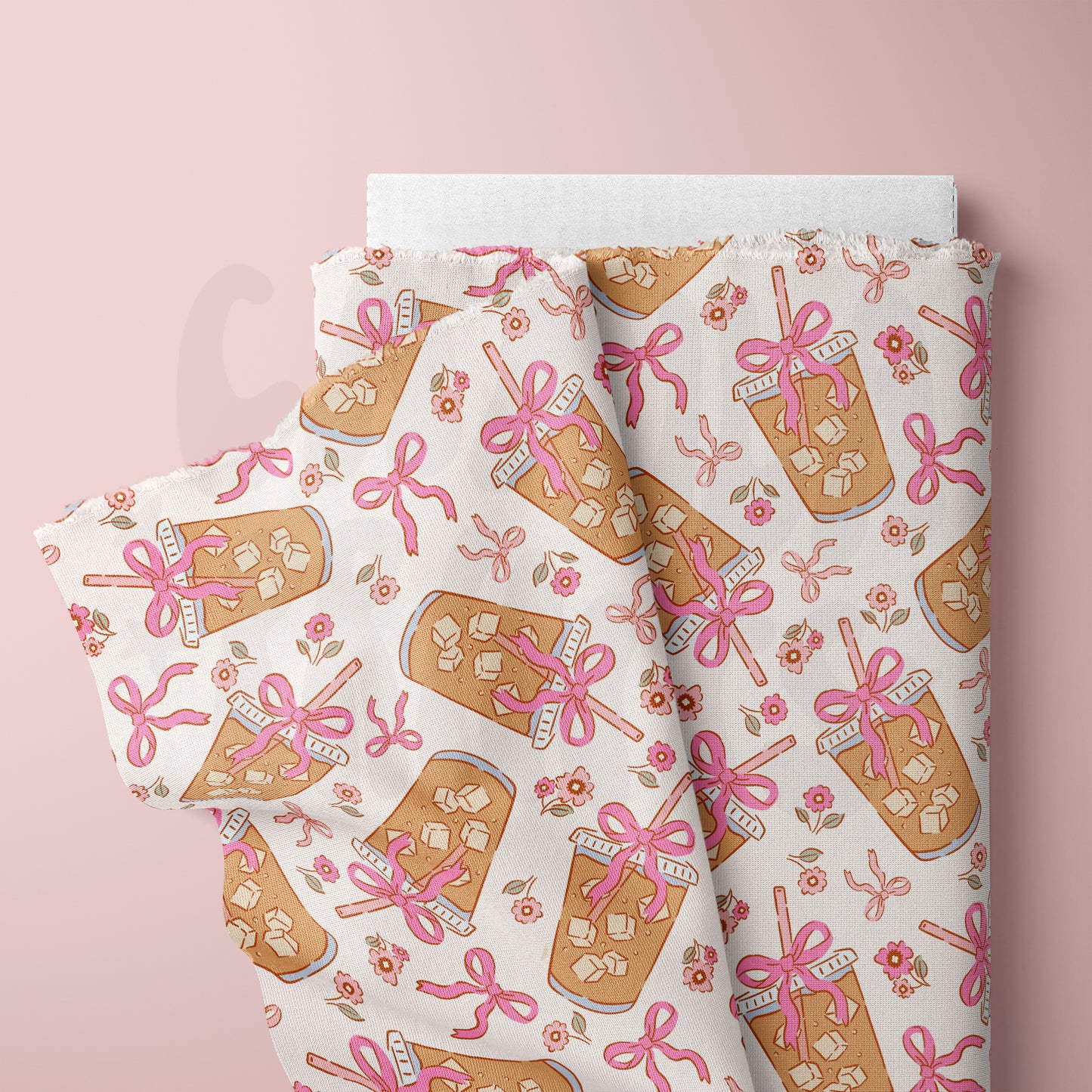 Iced Latte and Bows Seamless Pattern