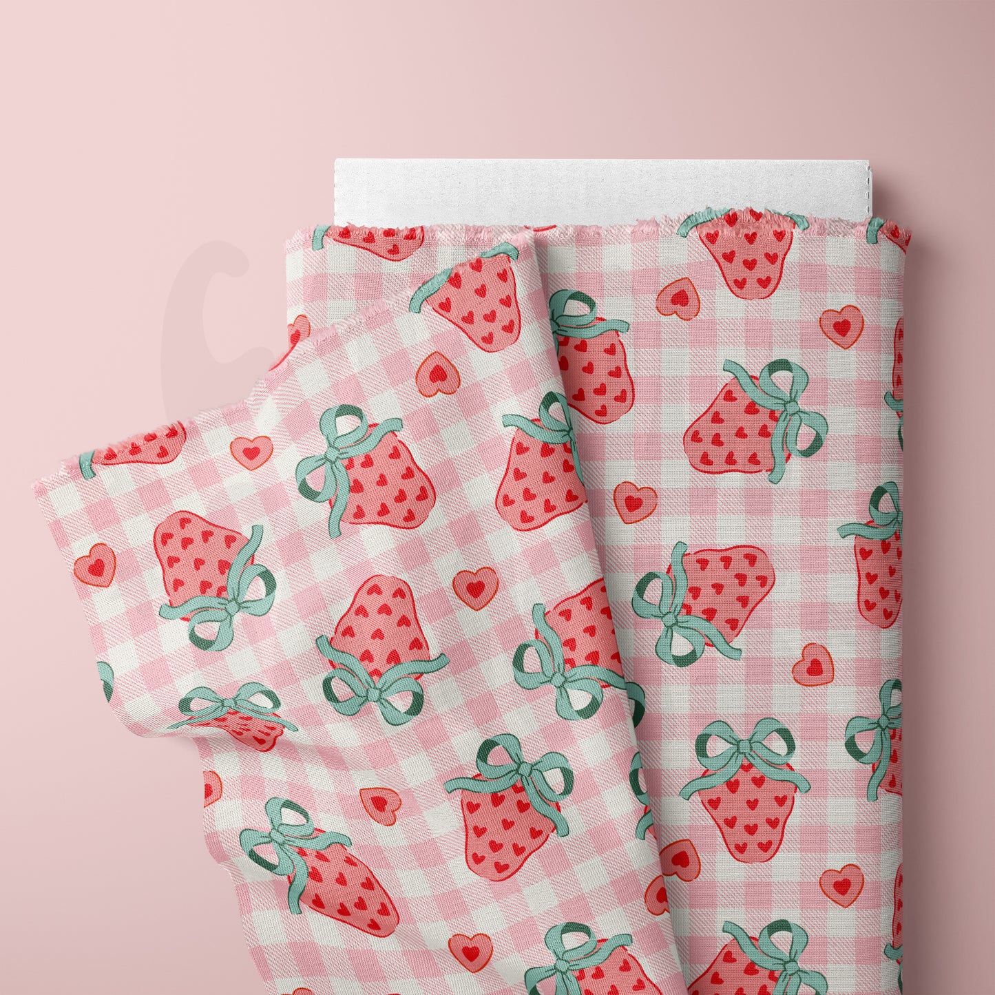 Valentines Strawberry Bows Seamless Pattern